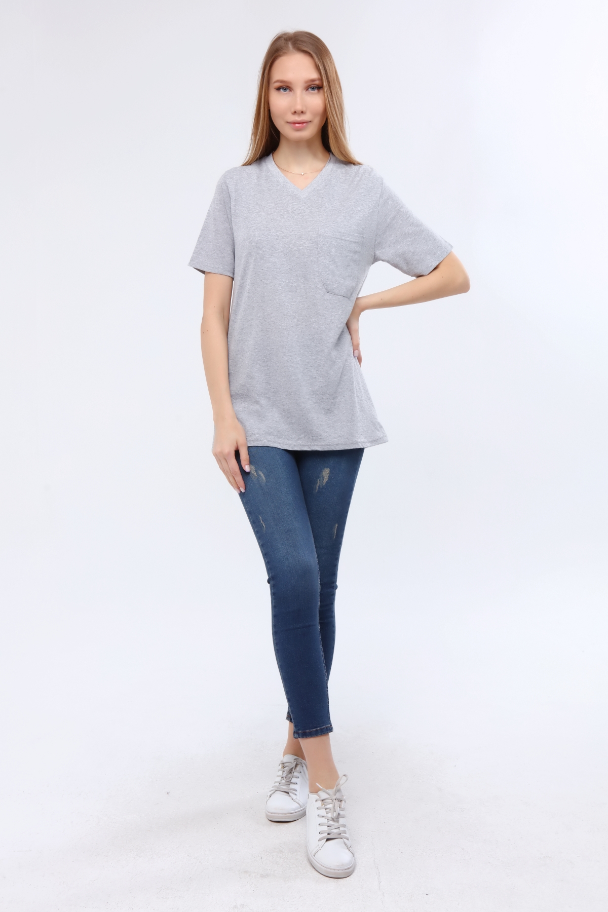 30/1 Jersey V Neck T-shirt | %100 Cotton | Single Pocket 