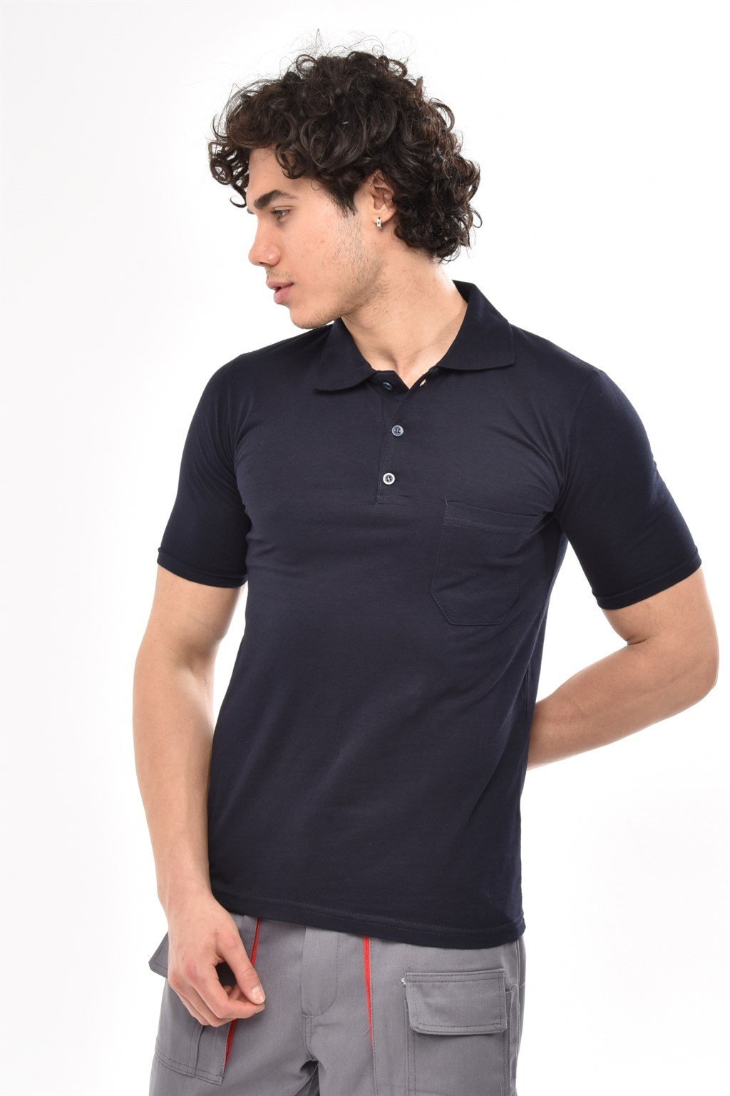 30/1 Jersey Polo Neck T-shirt | Single Pocket | %100 Cotton