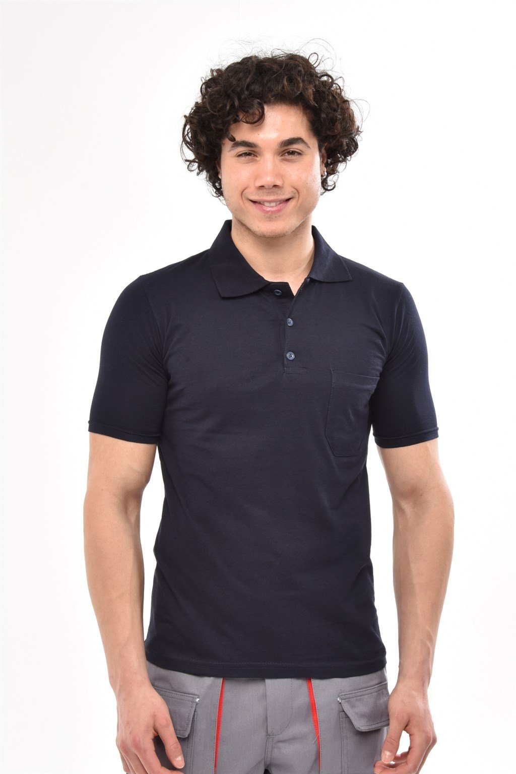 30/1 Jersey Polo Neck T-shirt | Single Pocket | %100 Cotton
