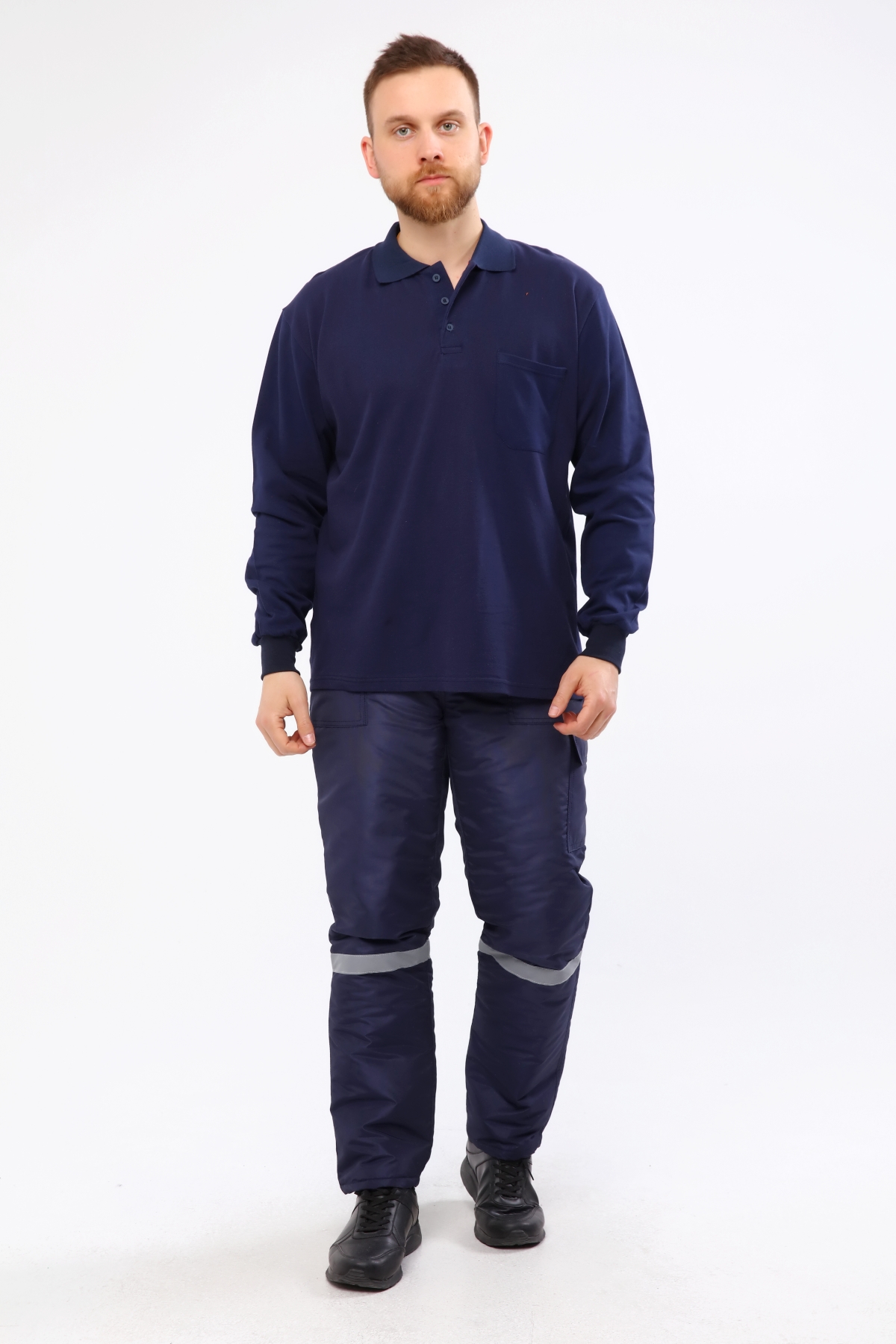 Polo Neck Summer Sweatshirt | %100 Cotton | Single Pocket | Pique Weave
